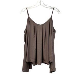 Lush Cold Shoulder Long Sleeve Spaghetti Strap Top Brown Size Medium Scoop Neck